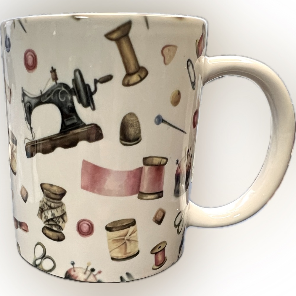 Seamstress sewing machine notions hand designed crafted coffee mug Bundle 2 Save